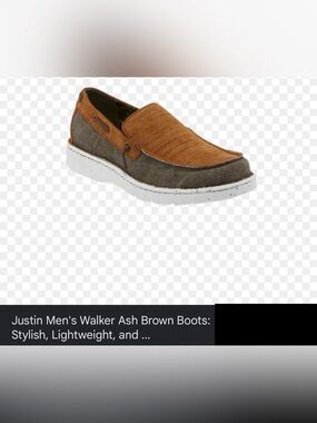 Justin Boots JUSTIN MEN'S WALKER ASH BROWN BOOTS, Size 8 NWT